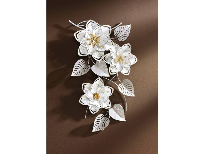 Wanddekoration aus Metall, Weiss-Silber