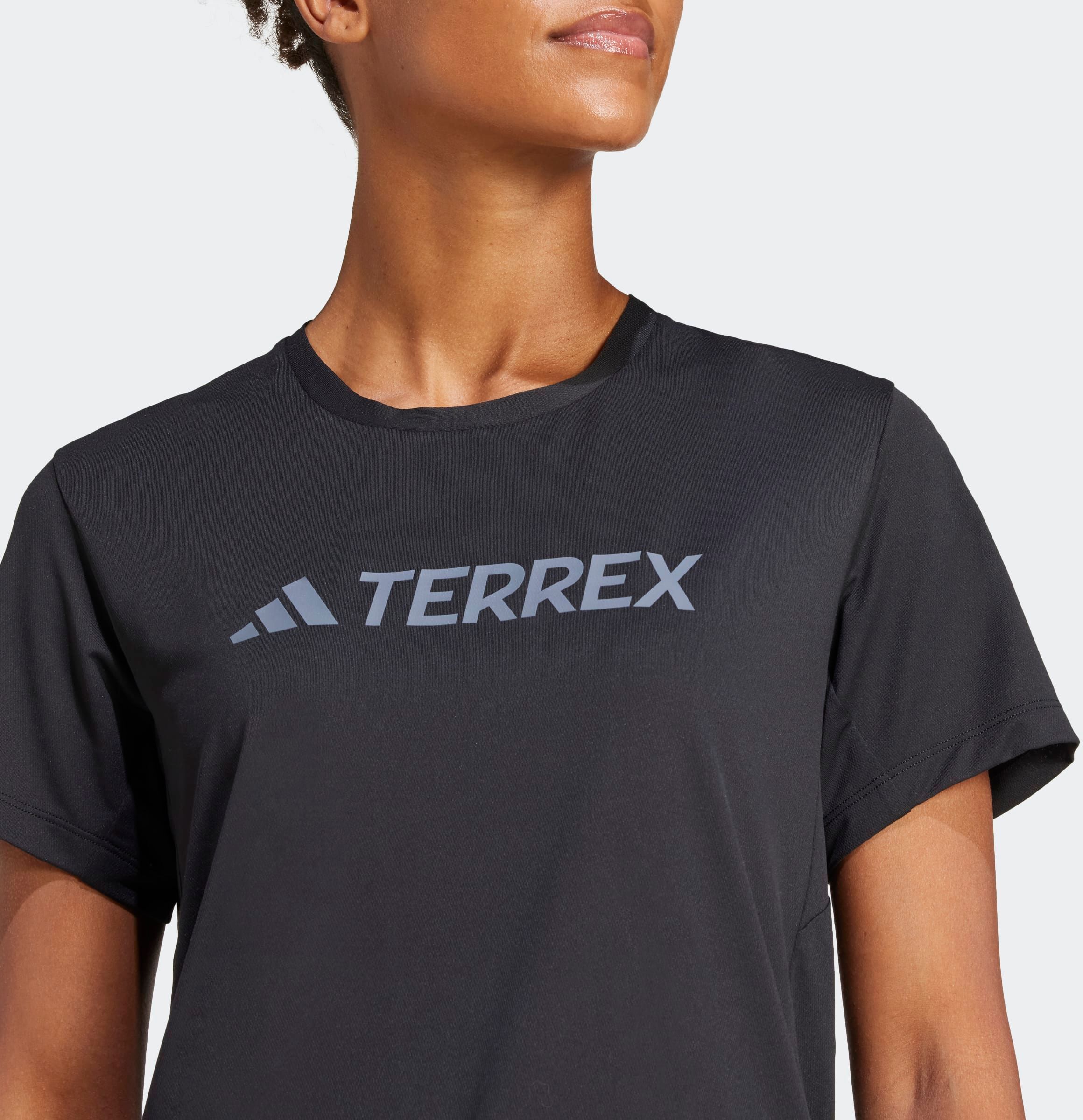 Funktionsshirt ADIDAS TERREX "MULTI CLIMACOOL LOGO TECH", Damen, Gr. XS, schwarz, Obermaterial: 100% Polyester, normal, Rundhals, Shirts Funktionsshirt schwarz XS