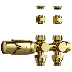 Thermostatische Heizkörperventile für Wand- und Bodenmontage in gebürstetem Gold – 1/2M x 16/2 M30