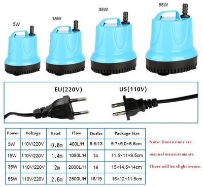 Inspired Living Mini Bottom Suction Submersible Water Pump For Aquariums, Fish Tanks & Ponds eu Plug 220v 15w