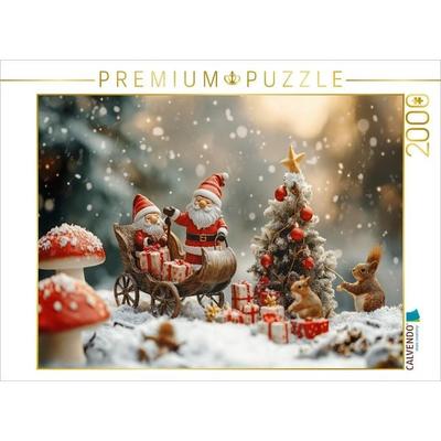 CALVENDO Puzzle Weihnachtszauber mit den Gartenzwergen | 2000 Teile Lege-Größe 90x67cm Foto-Puzzle für glückliche Stunden