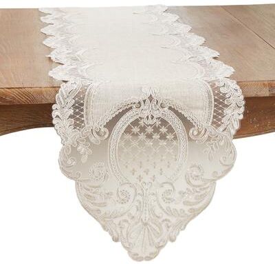 Saro Lifestyle Charming Embroidered Lace Table Runner
