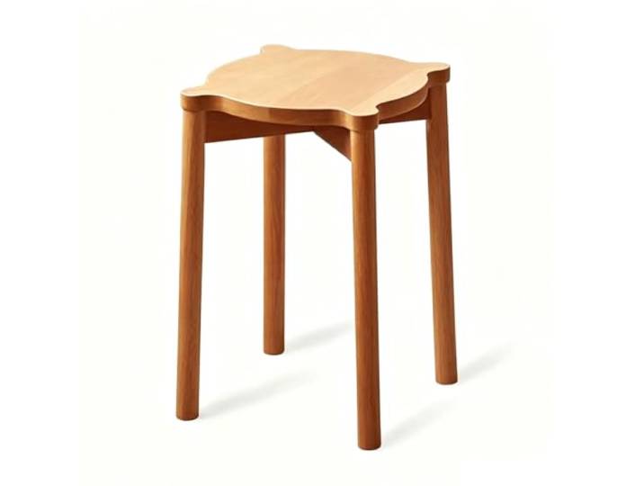 YDHFCD Massiver Holz Hocker Stabil Rund mit Dicken Beinen Glatte Wellenkante, Rutschfeste Filzgleiter, Kreuzverbindung, Stapelbar(Style 2)