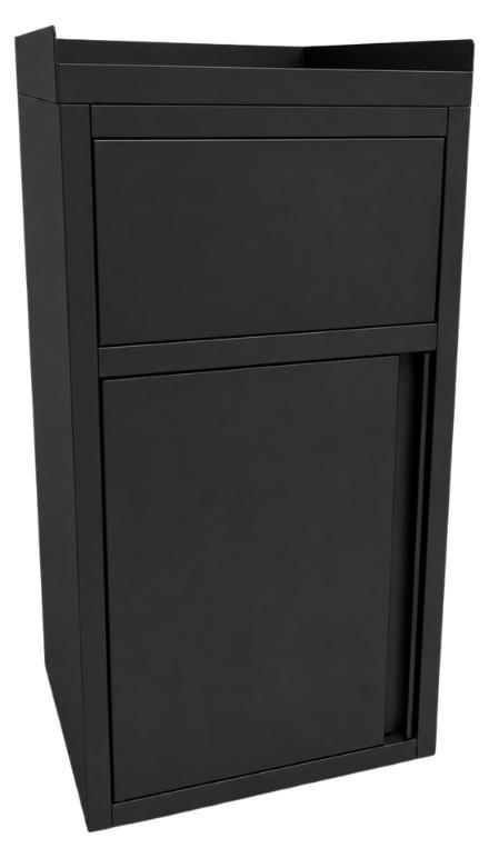 Mülleimer für Snacks aus Edelstahl, schwarz, mit Kunststoffbehälter (560x530x1230 mm), - GOLDINOX