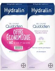 Hydralin Quotidien - Gel Intime - Lot de 2 x 400 ml (-30 % Sur le 2Ème) - Savon - Hygiène Intime - Lot 2 x 400 ml