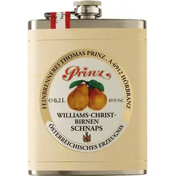 Prinz Williams-Birnen Schnaps im Edelstahl-Flachmann 40% 0,2 Liter