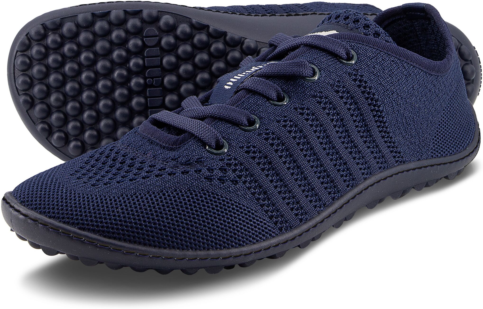 Barfußschuh LEGUANO "GO", Damen, Gr. 39, blau, Textil, Schuhe Barfußschuh, Schnürschuh, Halbschuh, der das taktile Empfinden verstärkt