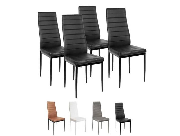PEU COÛTEUX!!! Lot de quatre noires Chaises de salle à manger à dossier haut