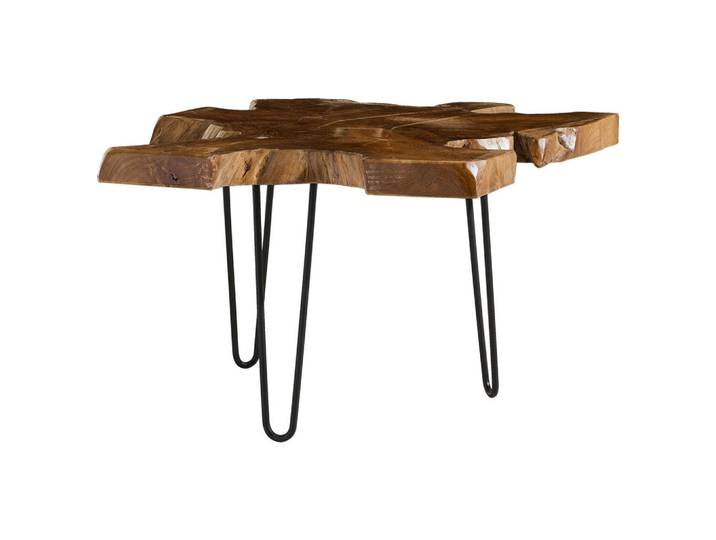 Livetastic Beistelltisch, Natur, Holz, Metall, Teakholz, vollmassiv, Freiform, A-Form, 80x46x80 cm, Wohnzimmer, Wohnzimmertische, Beistelltische, Beistelltische Metall