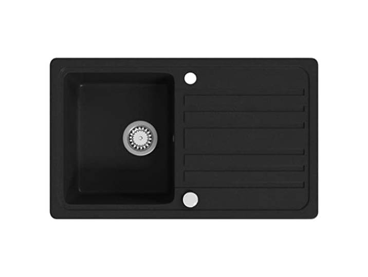 vidaXL Granitspüle mit Abtropffläche Reversibel Schwarz