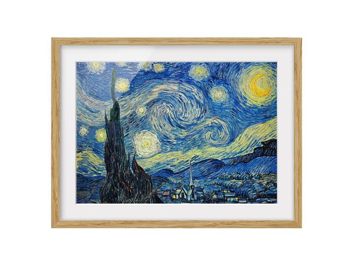 Bild Sternennacht IV Teilmassivholz Eiche, naturbelassen Blau 70 x 50cm