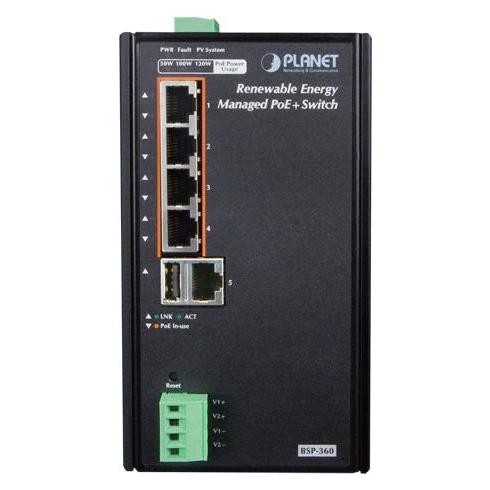 Planet Industrial Solar Power 5-Port Managed Switch 4-Port (5 Ports) (BSP-360)