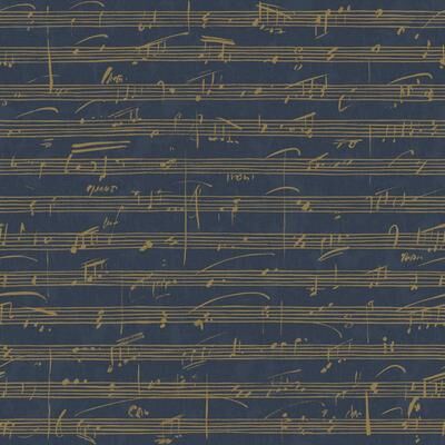 RoomMates Navy & Gold Melody Peel and Stick Wallpaper