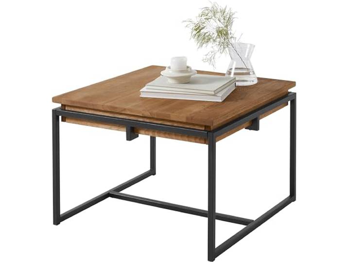 TaBoLe Couchtisch Beistelltisch Wildeiche mit Metallgestell (65)