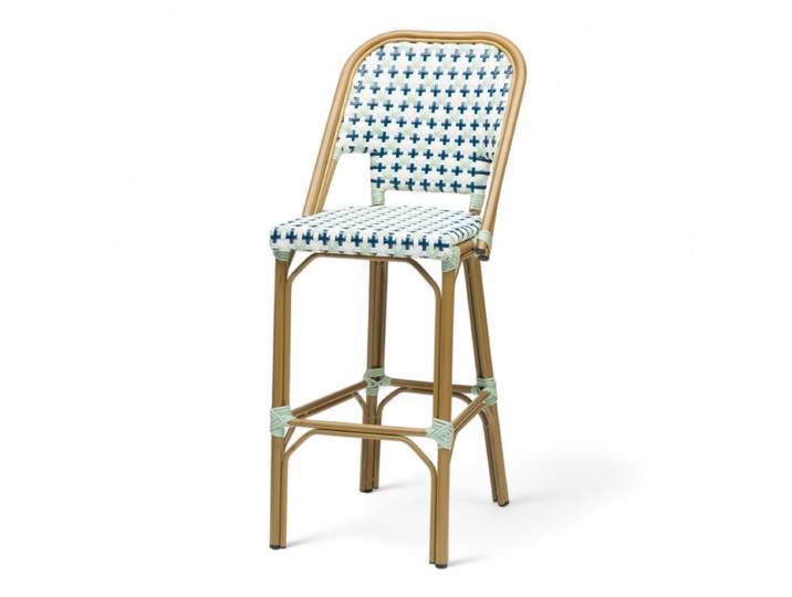 Chaise de bar ST GERMAIN - Tressage Bleu et Blanc