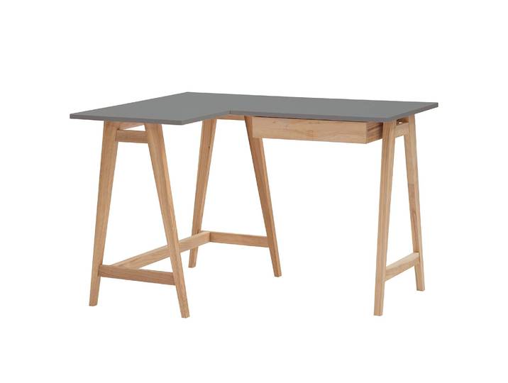 home24 Hoekbureau 115cm lade rechts grijs/grijs