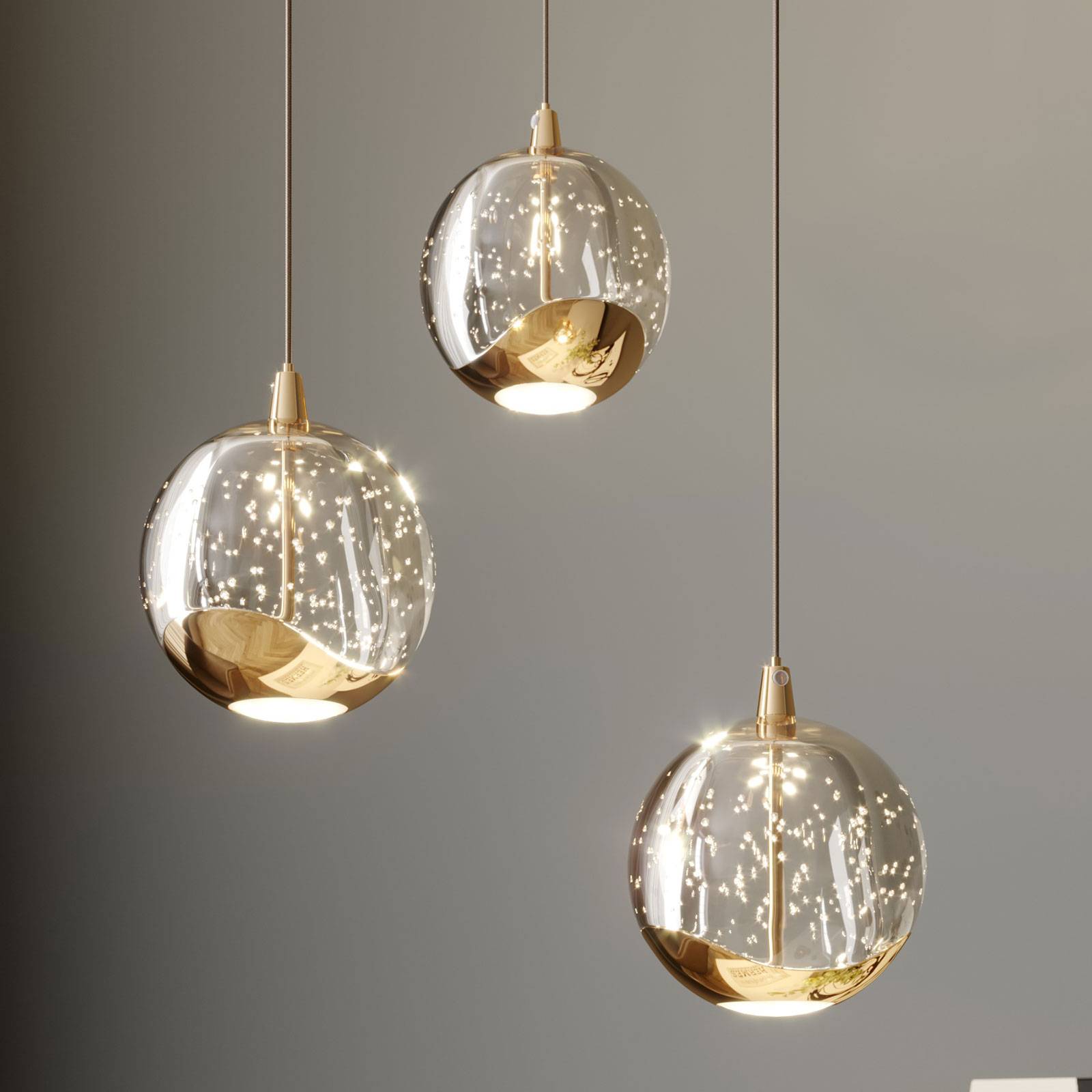 Glas Hängelampe Hayley Lucande, klar / transparent, für Wohn- / Esszimmer, Glas, Modern, Pendelleuchte