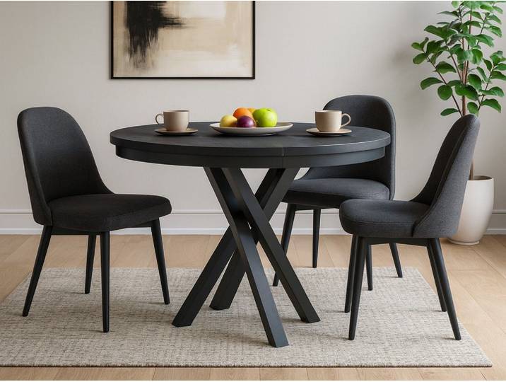 Beautysofa Esstisch Kris im Modern-Stil, ausziehbar Ø 100–140 cm (hitze- und verfärbung beständig, Metallbeinen), verschiedene Farben