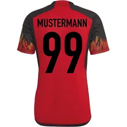 adidas Belgien 22 Heimtrikot rot/schwarz mit Eigenname