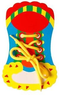 Useful Little Things Shoelace Learning Toy For Kids Fine Motor Skills Educational Activity Board yellow Shoelace