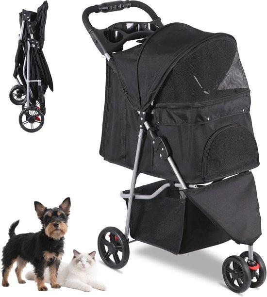 Faltbarer Kinderwagen für Haustiere mit 3 Rädern und Wetterschutz
