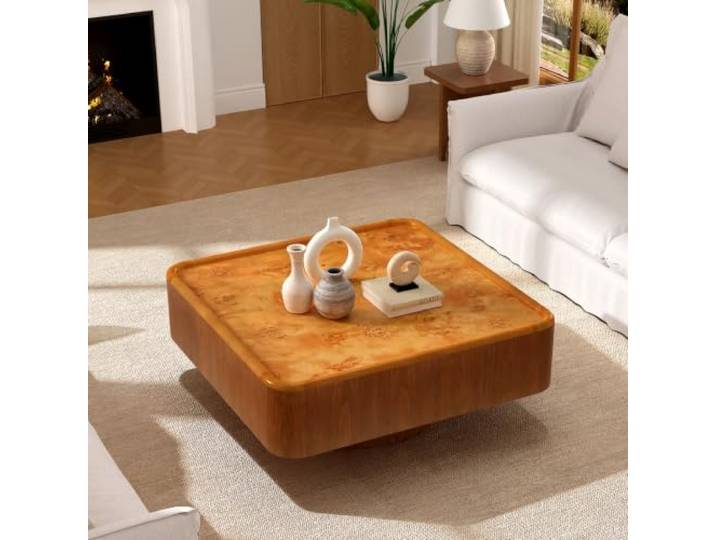 TYONGCOFF 31,5 Zoll quadratischer Couchtisch, moderner Holz-Wohnzimmertisch Landhaus-Cocktailtisch mit stabilem Standfuß, einfache Montage