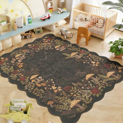 Garvee Mushroom Forest Scalloped Area Rug