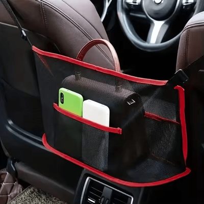 Uplift Curations Spacious Car Seat Mesh Storage Bag Backseat Pet Barrier Organizer Net For Dogs Handbags And Travel Essentials 1pc Red