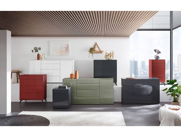 Kommode - Breite 82 cm 82 x 89 x 42cm Rot/Dunkelrot