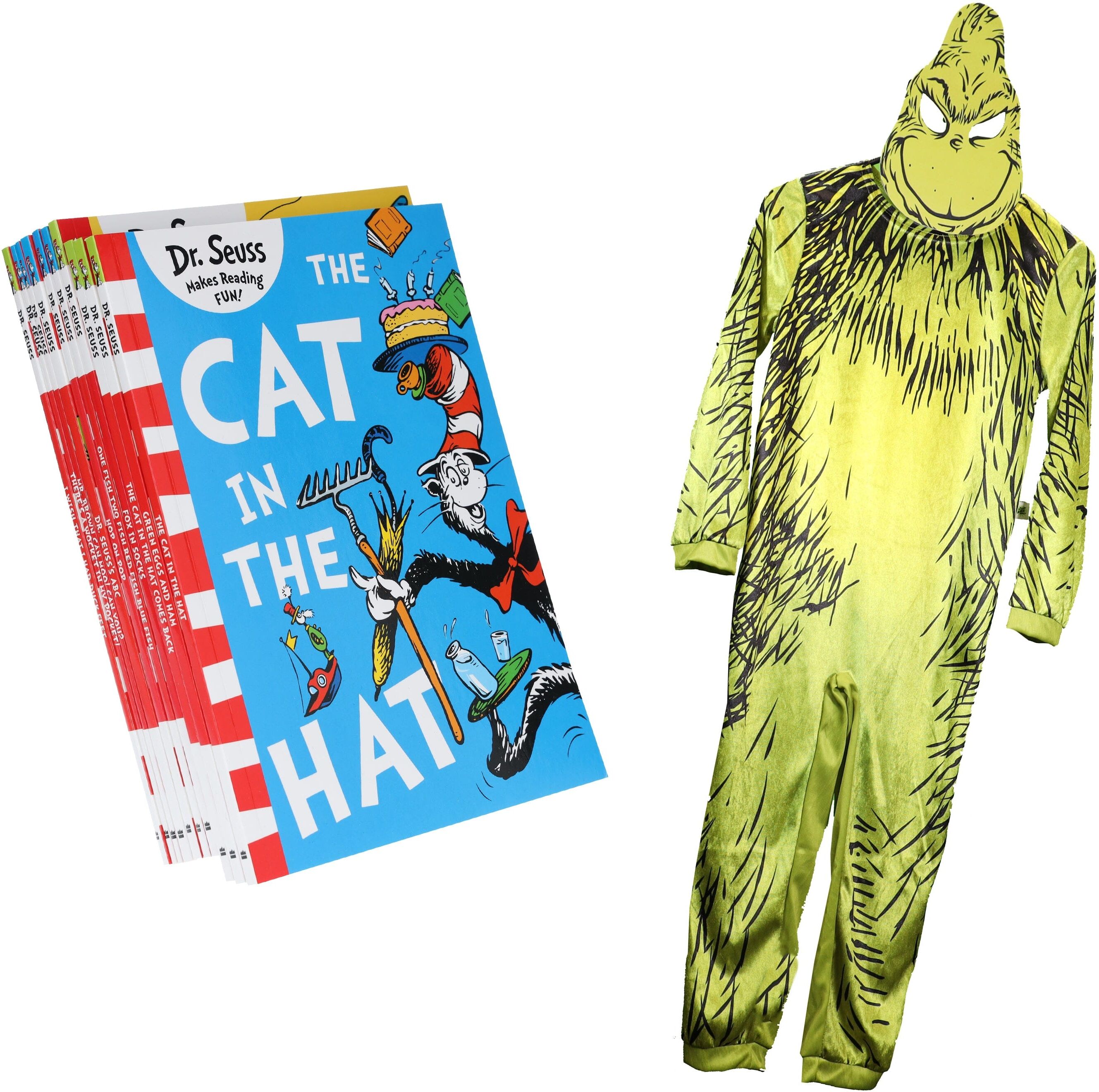 A Classic Case Of Dr. Seuss 10 Books Collection Set With Dr Seuss The Grinch Children's Costume HarperCollins Publishers