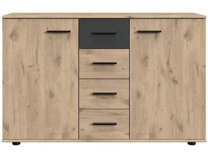 Kommode BUDAPEST 2 Türen 4 Schubladen 41x130x83cm eiche dekor