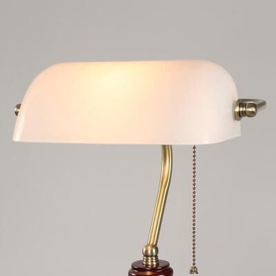 United Classic Vintage Green Glass Bankers Lamp Shade Replacement Cover white