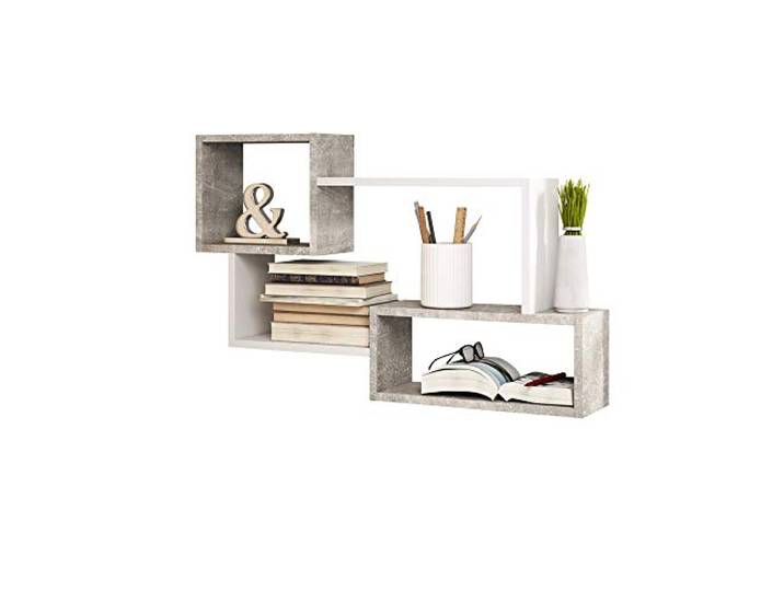 Selsey Kassi Étagère Murale Effet béton/Blanc Mat 54 x 87 cm