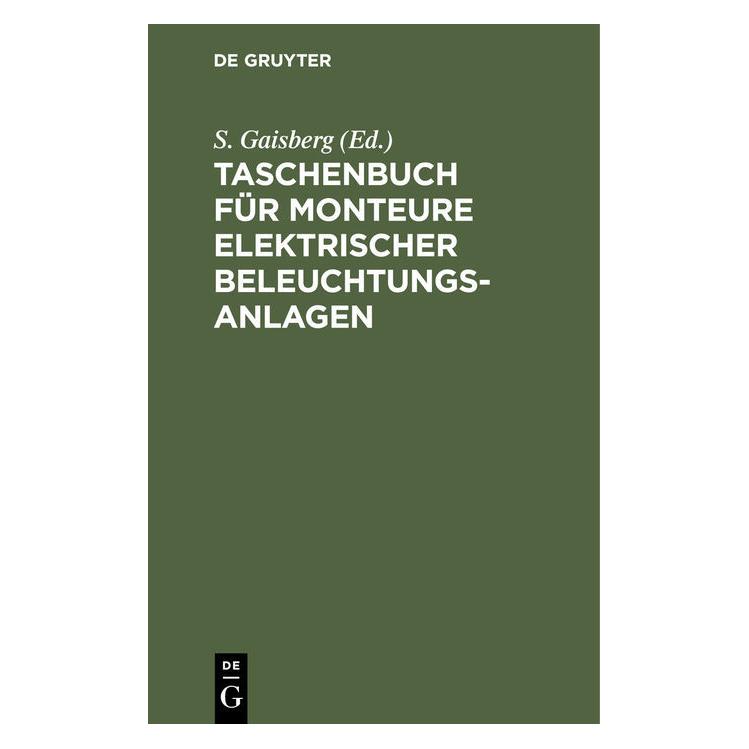De Gruyter Taschenbuch für Monteure elektrischer B (Deutsch, Hardcover) (67828443)
