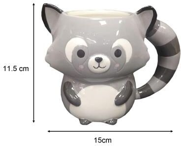 Uplifted Finds Childrens Cartoon Ceramic Mug With Bear And Raccoon Designs coon