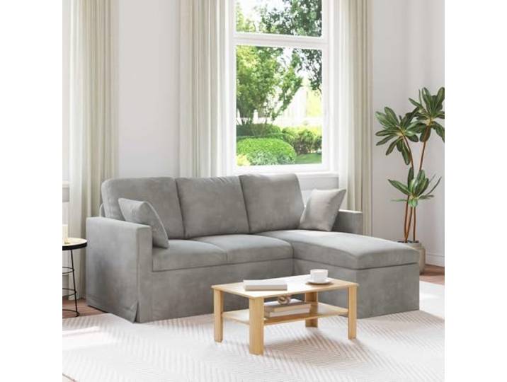 KGHERMDF Sofa Hellgrau 178 x 134 x 80 cm Samt mit Metallrahmen Samtbezug, Metallrahmen, Armlehnen Holzwerkstoff, Kissen Schaumfüllung, Kunststofffüße, Wohnzimmer, Schlafzimmer