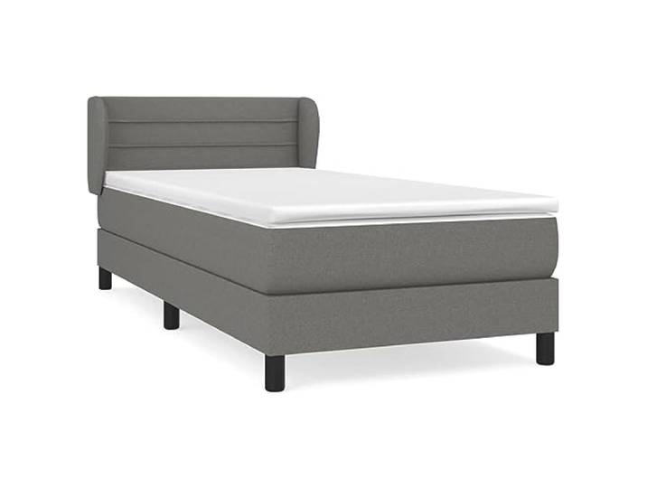 PUGYNBK Boxspringbett, 90 x 190 cm, Matratze, Dunkelgrau Verstellbares Kopfteil, Taschenfedern, mittlere Festigkeit, gepolstert, atmungsaktiv
