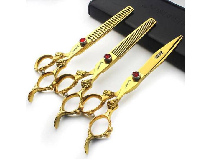 Haarschere 7-teiliges Set, Goldfarben, Metall, 5x1x17.7 cm, Freizeit & Co, Wellness & Gesundheit, Körperpflege
