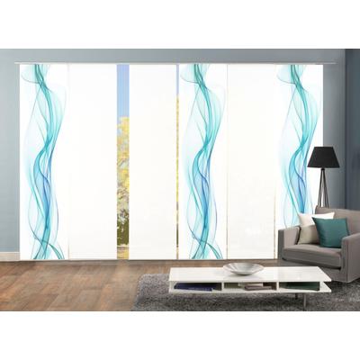 Schiebegardine HOME WOHNIDEEN "6ER SET HAZE" Gr. 1, blau (petrol), B:60cm H:245cm, Polyester, Gardinen, HxB: 245x60, Schiebevorhang 6er Set Digitaldruck