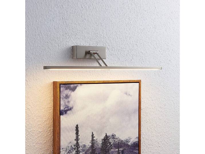 Lucande Thibaud LED-Bilderleuchte, nickel, 51,4 cm, alu / grau / zink, für Wohn- / Esszimmer, Metall, Modern