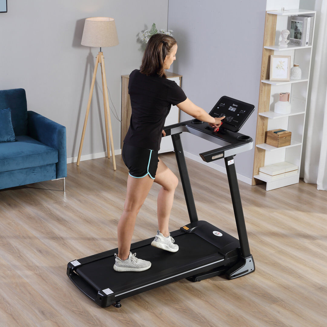 HOMCOM Folding Treadmill for Home 1-12km/h 2HP Quiet Brushless Motor