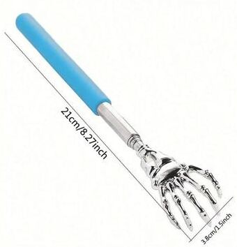 Uplift Essentials Extendable Stainless Steel Bear Claw Back Scratcher blue