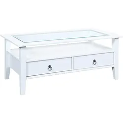 Inter Link Couchtisch Provence mit 2 Schubladen aus Kiefer Massivholz - Weiss