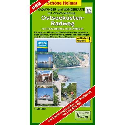 Radwander- und Wanderkarte mit Zick‑Zack‑Faltung Ostseeküsten-Radweg von Travemünde nach Ahlbeck, Sonstige von Verlag Barthel, Barthel, A,