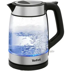 Tefal Wasserkocher Glaskessel (KI605830), Wasserkocher, Transparent, Silber, Schwarz, Weiss