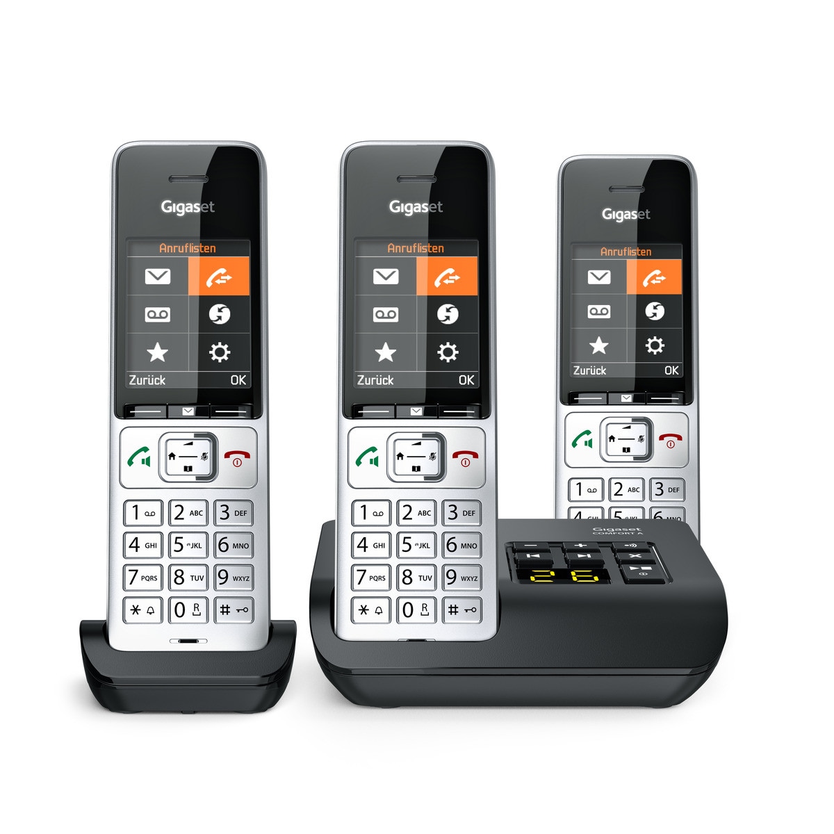 Gigaset Comfort 500A Trio- Schnurlostelefon- Rufnummernanzeige, Anrufbeantworter L36852-H3023-B111