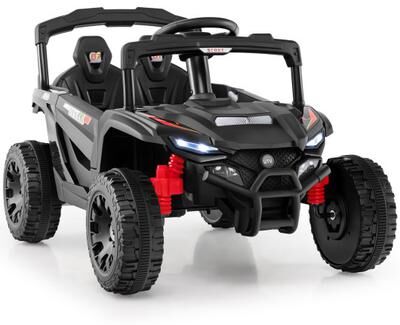 Costway 12V Kids Ride On Car UTV Electric Vehicle with LED Lights Music and Horn-Black