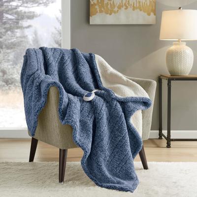 Madison Park Marbled Sherpa Heated Throw