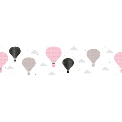 Bordüre A.S. CRÉATION "Cloud Balloons", weiß (weiß hellbraun rosa), B:0,16m L:5m, Papier, Tapeten, Heißluftballon Bordüre Tapete Kinder Borte modern Design Kinderzimmer