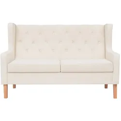 Helloshop26 - 2-Sitzer-Sofa für Wohnzimmer Lounge Wohnbereich cremeweißer Stoff 02_0020197